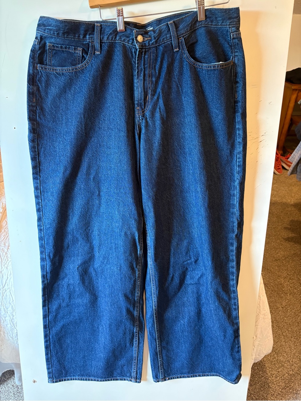 Old Navy Women's Wide-Leg Jeans in Dark Blue Denim